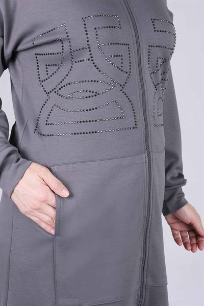 Büyük Beden Pantolonlu Takım Füme OTW3536