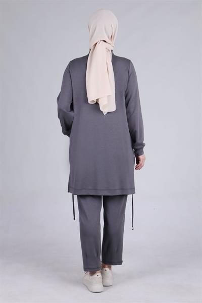 Büyük Beden Pantolonlu Takım Füme OTW3535