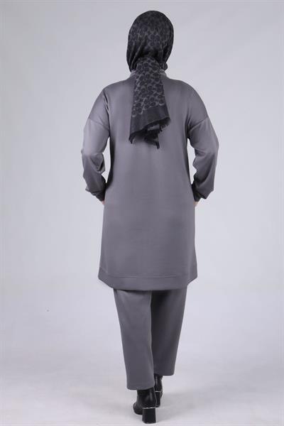 Büyük Beden Pantolonlu Takım Füme OTW3536