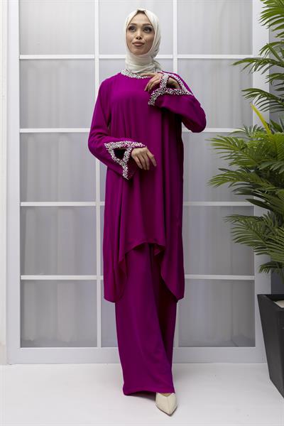 Büyük Beden Pantolonlu Takım Gül Kurusu OTW40945