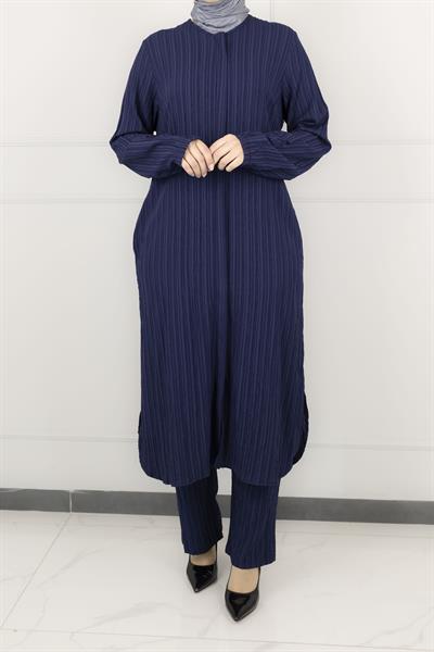 Büyük Beden Pantolonlu Takım Lacivert OTW2360