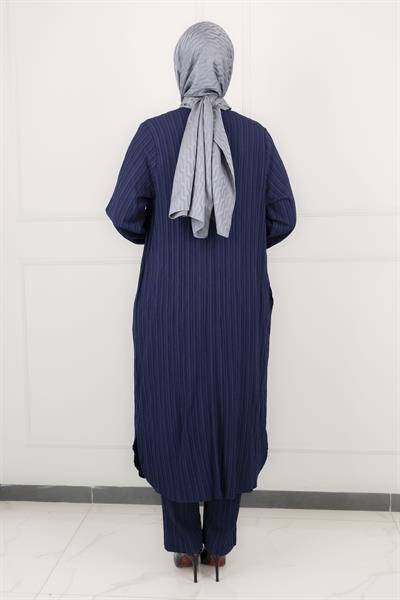 Büyük Beden Pantolonlu Takım Lacivert OTW2360