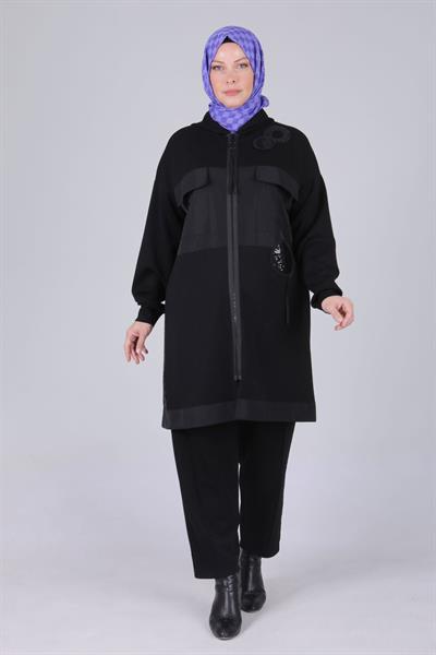 Büyük Beden Pantolonlu Takım Siyah OTW35111