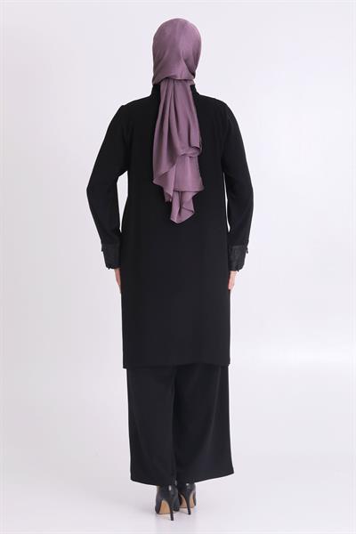 Büyük Beden Pantolonlu Takım Siyah OTW60023