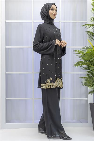 Büyük Beden  Pantolonlu Takım Siyah OTW38964