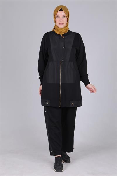 Büyük Beden Pantolonlu Takım Siyah OTW35109