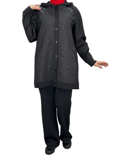 Büyük Beden Pantolonlu Takım Siyah OTW6055