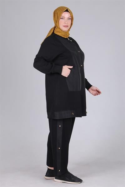 Büyük Beden Pantolonlu Takım Siyah OTW35109