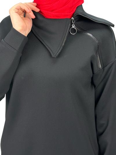 Büyük Beden Pantolonlu Takım Siyah OTW2108