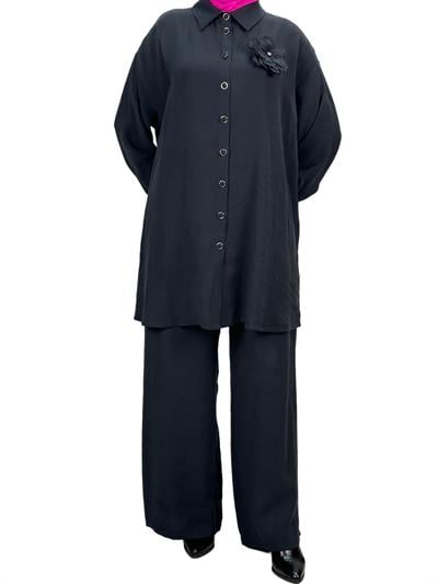 Büyük Beden Pantolonlu Takım Siyah OTW43828