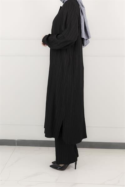 Büyük Beden Pantolonlu Takım Siyah OTW2360