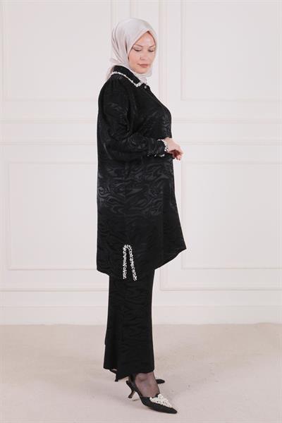 Büyük Beden Pantolonlu Takım Siyah OTW60021