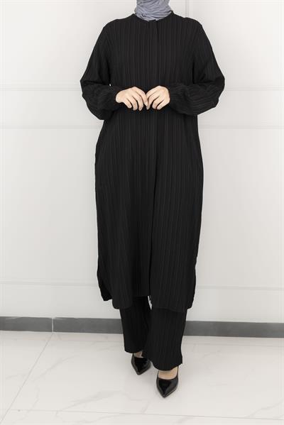 Büyük Beden Pantolonlu Takım Siyah OTW2360