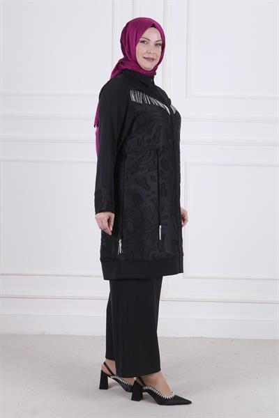 Büyük Beden Pantolonlu Takım Siyah OTW60019