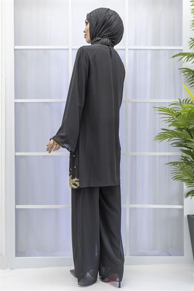 Büyük Beden  Pantolonlu Takım Siyah OTW38964