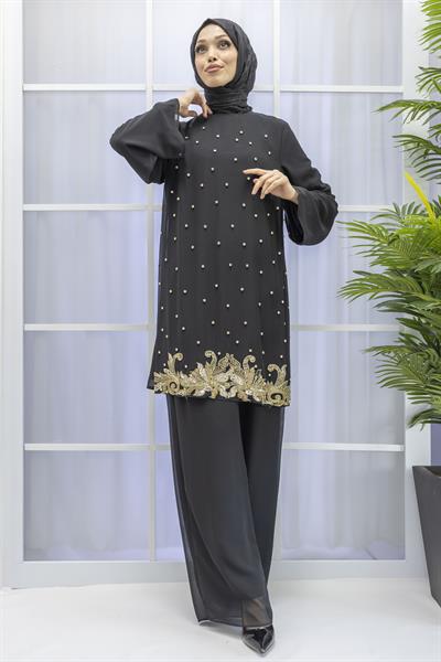 Büyük Beden  Pantolonlu Takım Siyah OTW38964