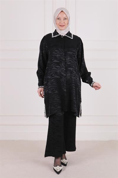 Büyük Beden Pantolonlu Takım Siyah OTW60021