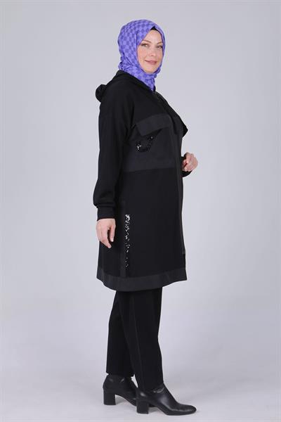 Büyük Beden Pantolonlu Takım Siyah OTW35111