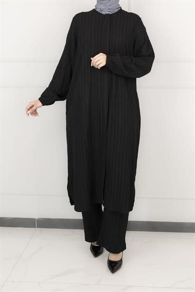 Büyük Beden Pantolonlu Takım Siyah OTW2360