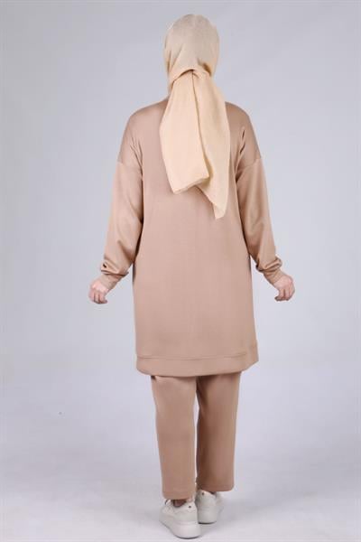 Büyük Beden Pantolonlu Takım Vizon OTW3536