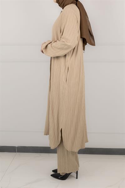 Büyük Beden Pantolonlu Takım Vizon OTW2360