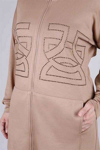 Büyük Beden Pantolonlu Takım Vizon OTW3536