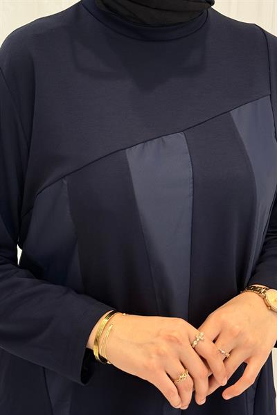 Büyük Beden Paraşüt Detaylı Etekli Takım Lacivert OTW335