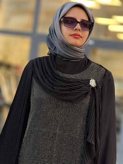 Büyük Beden Payetli Tesettür Takım Siyah OTW45833