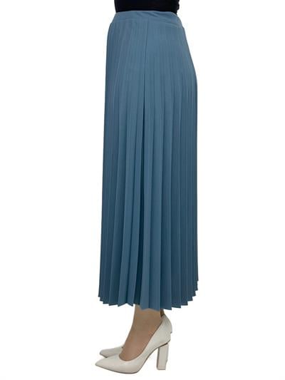 Büyük Beden Piliseli Etek Mavi OTW8311