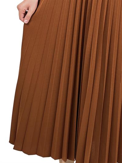 Büyük Beden Piliseli Etek Taba OTW8311