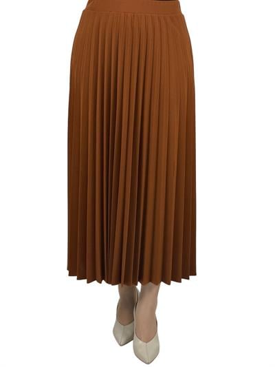 Büyük Beden Piliseli Etek Taba OTW8311