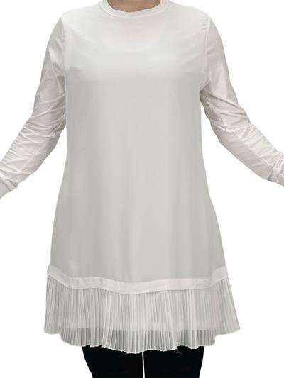 Büyük Beden Piliseli Kollu İçlik Ekru OTW877