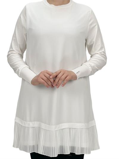 Büyük Beden Piliseli Kollu İçlik Ekru OTW877