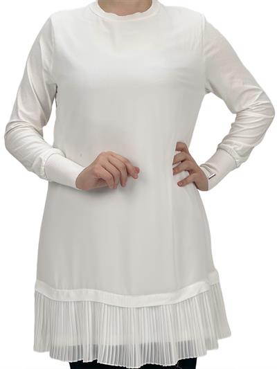 Büyük Beden Piliseli Kollu İçlik Ekru OTW877