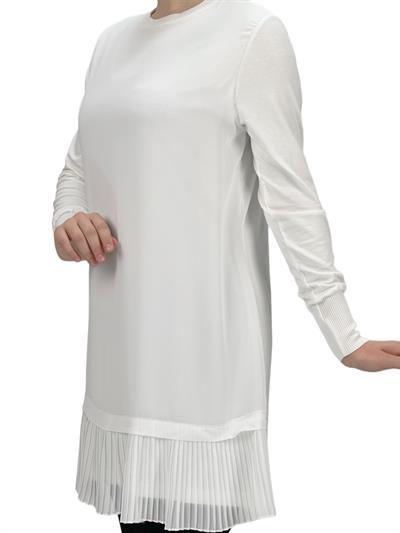 Büyük Beden Piliseli Kollu İçlik Ekru OTW877