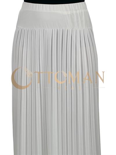 Büyük Beden Piliseli Şifon Etek Ekru OTW413