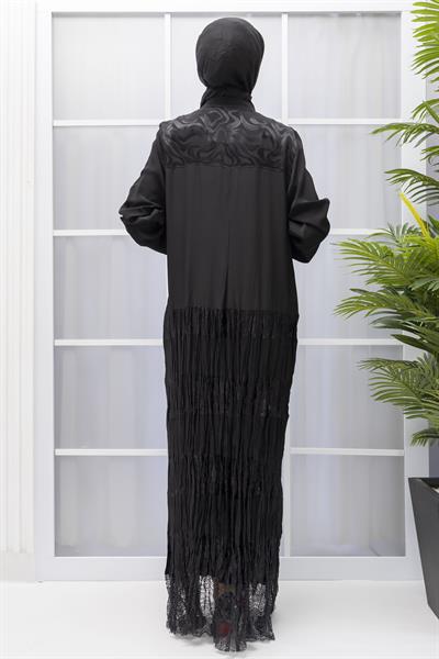 BÜYÜK BEDEN PİLİSELİ ŞIK ELBİSE Siyah OTW25120