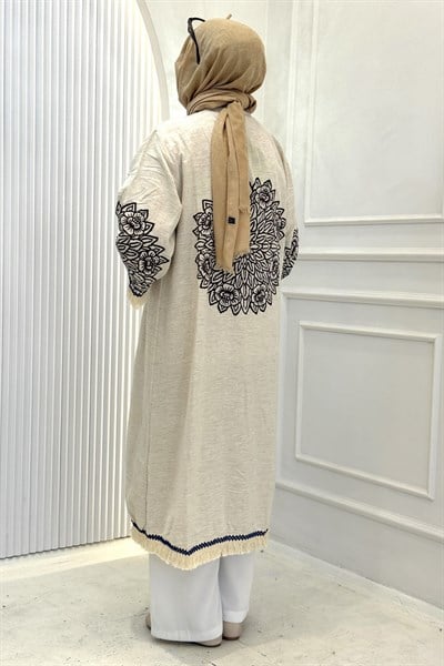 Büyük Beden Püskül Detaylı Kimono Kahve OTW211844