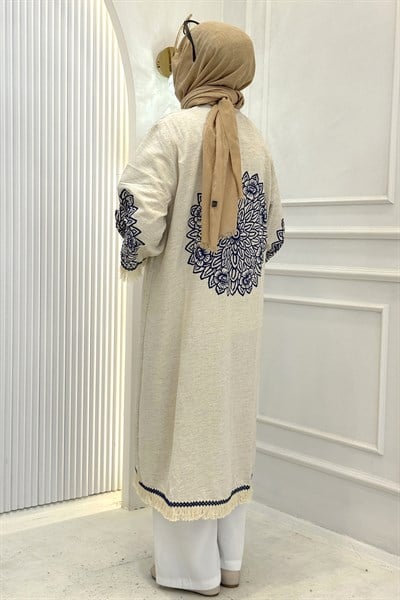 Büyük Beden Püskül Detaylı Kimono Mavi OTW211844