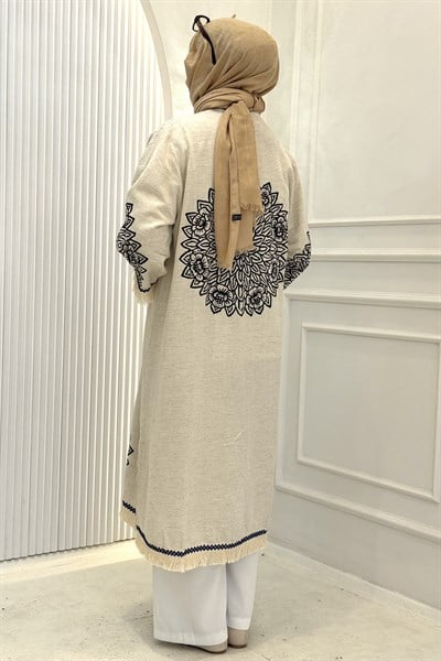 Büyük Beden Püskül Detaylı Kimono Siyah OTW211844