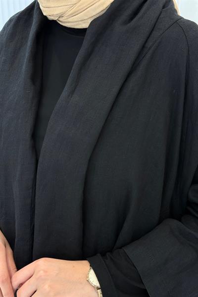 Büyük Beden Şalvar Pantolonlu Salaş Tesettür Takım Siyah OTW9713