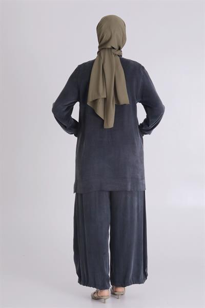 Büyük Beden Şalvarlı Takım Siyah OTW35123