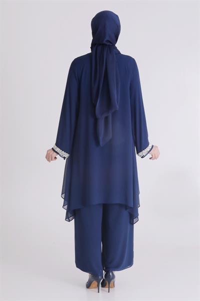 Büyük Beden Sandy Şifon Abiye Takım İndigo OTW60025
