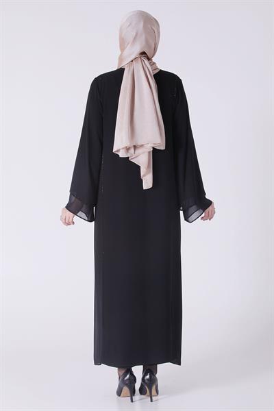 Büyük Beden Şifon Abiye Elbise Siyah OTW50025