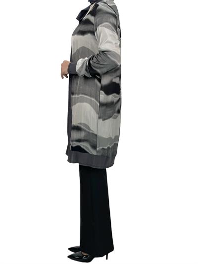 Büyük Beden Şifon Ceket Gri OTW446