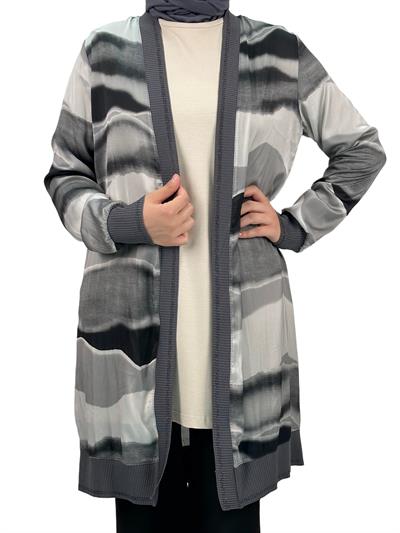 Büyük Beden Şifon Ceket Gri OTW446