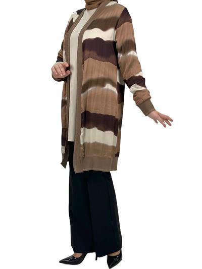 Büyük Beden Şifon Ceket Kahve OTW446