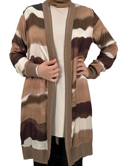 Büyük Beden Şifon Ceket Kahve OTW446