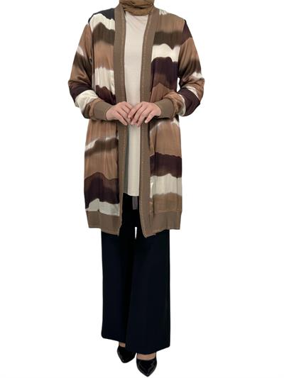 Büyük Beden Şifon Ceket Kahve OTW446