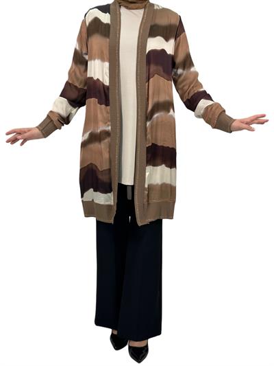 Büyük Beden Şifon Ceket Kahve OTW446